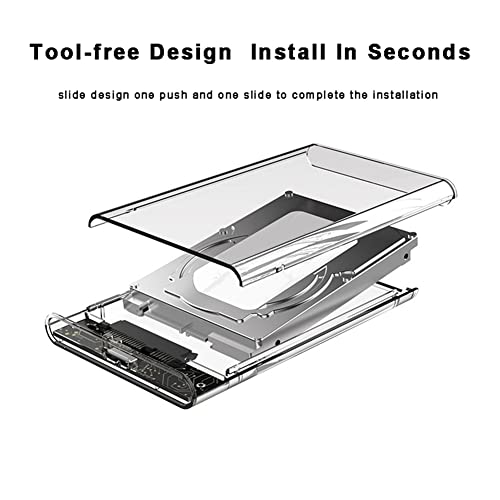 Kliplinc Transparentes Wei?Es Festplattengeh?Use f¨¹r Hardbox 2,5-Festplattengeh?Use SATA zu USB 3.0 Typ-C 3.1 Externes Festplattengeh?Use von Kliplinc