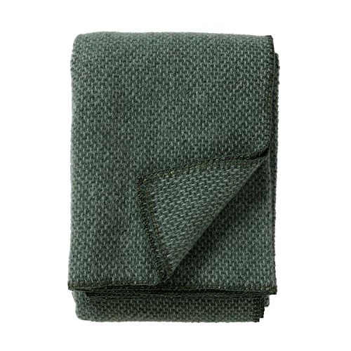Klippan Decke, Überwurf aus 100% Schafwolle, Motiv: Domino, 130 x 180 cm, Wolle, grün, 130x180 cm von Klippan