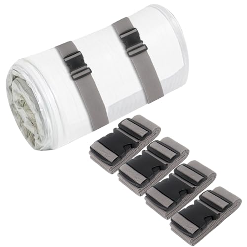 Klmnop Matratzenauflagegurte, verstellbare Memory-Schaum-Verpackungsgurte mit Schnallen für Matratzenbewegungen oder Lagerung, Dunkelgrau (200 x 5,1 cm), 4 Stück von Klmnop