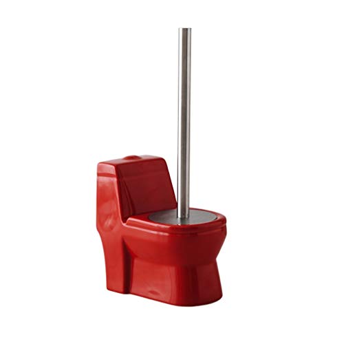 Klobürste WC-Bürstenhalter-Set Keramik Edelstahl Kreative Manuelle Lange Grifffrei Punch LCSHAN (Color : Red) von Klobürste