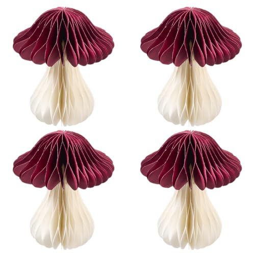 Faltbare Papier Pilze - 4/6er Set - Stehende Weihnachtsdeko - Ideal für Festliche Stimmung & Elegante Dekoration (4 Stück - Höhe: 25 cm) von Klocke Dekorationsbedarf
