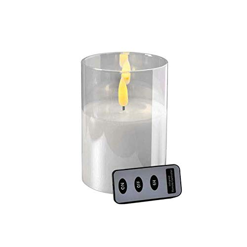 Klocke Dekorationsbedarf Hochwertige LED Kerze im Glas - mit Fernbedienung & Timer - ⌀ 10 cm - Realistische & Flackernde Flamme - Weihnachten Deko (Weiß, Höhe: 15 cm) von Klocke Dekorationsbedarf