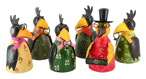 Hochwertige Zaunhocker im Sparset - Pfostenhocker/Zaunfigur Metall - Gartendekoration Zaungucker - Deko - Tiere (Rabe - 6 Stück - 22 cm) von Klocke Dekorationsbedarf