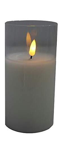 Hochwertige & Edle LED Kerze im Glas - Timer - Realistisch Flackernd - Neuartiges Design (Weiß, Höhe: 15cm - Ø 7,5cm) von Klocke Dekorationsbedarf