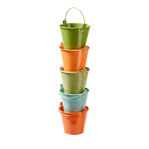Klocke Dekorationsbedarf Bunte Zink Eimer Set´s - Deko Eimer mit Metallbügel für Pflanzen, Geschenke & Deko - Bunte Mini Blumentöpfe - Party & Garten (Bunt Mix, 10 St. D11H9 cm) von Klocke Dekorationsbedarf