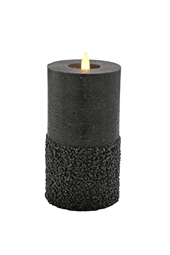 Klocke Dekorationsbedarf Edle LED Kerze mit rustikaler Oberfläche - Timer - Echtwachs - Realistisch Flackernd (Schwarz, Höhe: 13,5cm - Ø 8cm) von Klocke Dekorationsbedarf