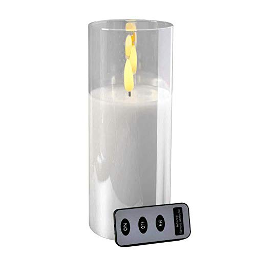 Klocke Dekorationsbedarf Hochwertige LED Kerze im Glas - mit Fernbedienung & Timer - ⌀ 10 cm - Realistische & Flackernde Flamme - Weihnachten Deko (Weiß, Höhe: 25 cm) von Klocke Dekorationsbedarf