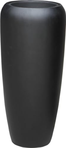 Klocke Dekorationsbedarf Hochwertiger Fiberglas-Pflanzkübel/Pflanzgefäß mit und praktischem Einsatz für stilvolle Einrichtung (matt schwarz, 75cm) von Klocke Dekorationsbedarf