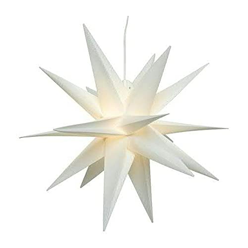 Klocke Dekorationsbedarf LED Stern Indoor & Outdoor - Außenstern mit Beleuchtung - 3D Dekostern/Weihnachtsstern - Beleuchteter Hängestern/Adventsstern für Außen - Weihnachten (Ø 40 cm, Weiß) von Klocke Dekorationsbedarf