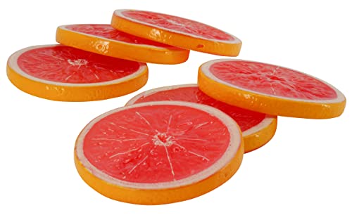 Klocke Dekorationsbedarf Naturgetreue Lebensmittel Attrappe – Künstliche Früchte & Obst – Food Dummy/Plastikessen - Dekoration (Grapefruit Scheiben - 6 Stück - 7,5 cm) von Klocke Dekorationsbedarf