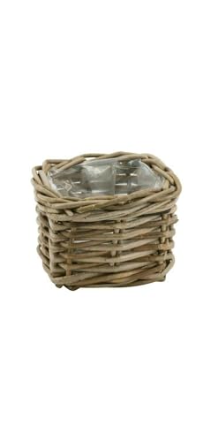 Klocke Dekorationsbedarf Rattan Korb - Pflanzkorb mit Folie – Natur - Handgefertigter Blumenübertopf - Vielseitiger Deko-Korb für Zuhause & Garten (13x13x12 cm) von Klocke Dekorationsbedarf