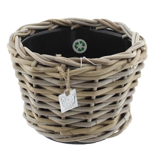 Klocke Dekorationsbedarf Rattan Pflanzkorb/Pflanzgefäß/Terassenkübel mit Einsatz (⌀ D 24 cm H 18 cm) von Klocke Dekorationsbedarf