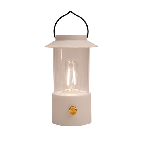 LED Tischleuchte Dimmbar - Akku - USB Laterne IP44 Outdoor - Vintage Campinglampe - Warmweiß 2700K - Tragbare Nachttischlampe Innen & Außen (Weiß) von Klocke Dekorationsbedarf