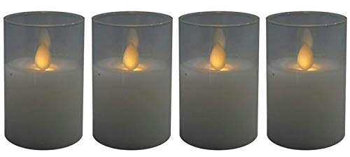 Mini LED Adventskerzen im Glas - Höhe 7,5 cm - 4er Kerzenset/Sparset - Realistische Wackelflamme - Kerze Weihnachten/Kleine Weihnachtskerzen/Adventskranz (Klar/Weiß) von Klocke Dekorationsbedarf