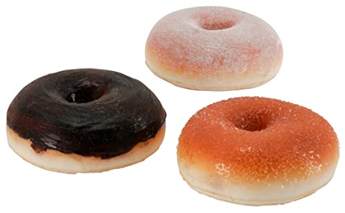 Naturgetreue Lebensmittel Attrappe – Künstliche Feinbackwaren & Dauerbackwaren – Food Dummy/Plastikessen - Dekoration (Donut - 3er Set - 8 cm) von Klocke Dekorationsbedarf