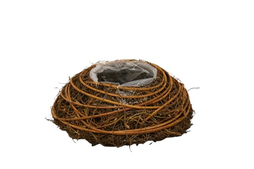 Pflanzherz - Pflanzkissen - Pflanzkreuz - Pflanzschale aus Rebe - Natur - Mit Folie - Für würdevolle Trauerfloristik, Grabschmuck & Zeitlose Dekoration (Pflanzschale D 20 cm) von Klocke Dekorationsbedarf