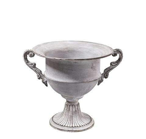 Pokal Nostalgie - Vintage Pokal Vase Metall Antik - Hochwertig & Dekorativ - Indoor & Outdoor - Garten Pflanzgefäß/Pokalvase (Antik Creme - Typ II) von Klocke Dekorationsbedarf