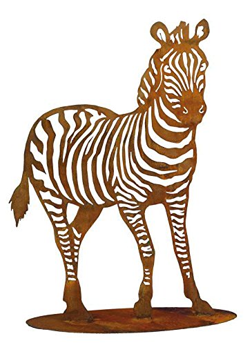 Gartenfigur Rost auf festem Stand – Hochwertig & Wetterfest - Metall Tierfigur - Edelrost Dekofigur/Tier Figur – Gartendeko/Dekoration (Zebra - Höhe 125cm) von Klocke Edelrost Dekor