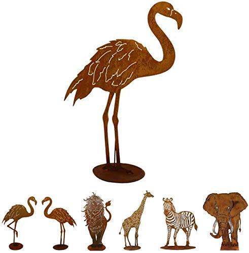 Gartenfigur Rost auf festem Stand – Hochwertig & Wetterfest - Metall Tierfigur - Edelrost Dekofigur/Tier Figur – Gartendeko/Dekoration (Flamingo - Höhe 71cm) von Klocke Edelrost Dekor