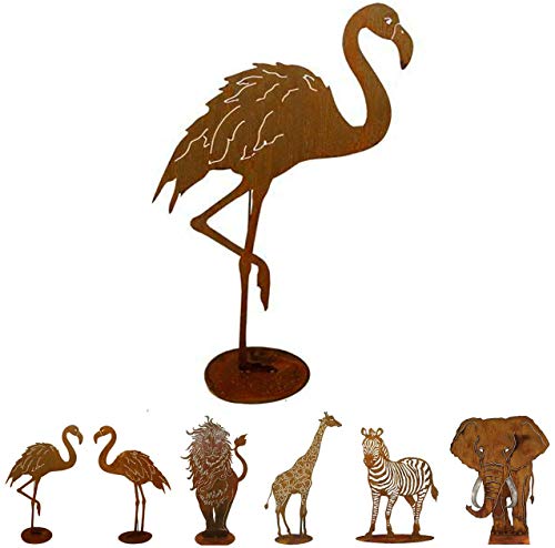 Gartenfigur Rost auf festem Stand – Hochwertig & Wetterfest - Metall Tierfigur - Edelrost Dekofigur/Tier Figur – Gartendeko/Dekoration (Flamingo II - Höhe 77cm) von Klocke Edelrost Dekor