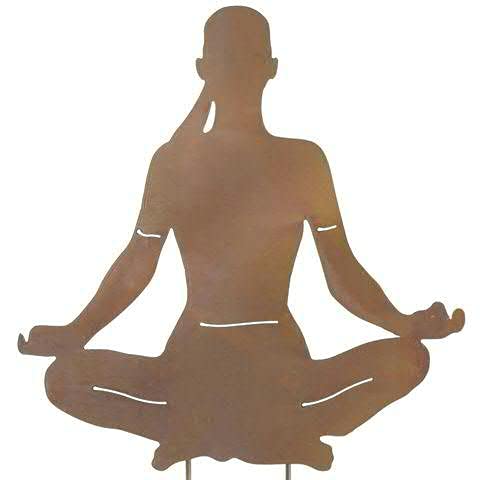 Gartenstecker Yoga Figur – Hochwertig & Wetterfest - Metall Yogafigur - Edelrost Dekofigur Entspannung/Meditation/Wellness - Gartendeko/Dekoration (Design 5) von Klocke Edelrost Dekor