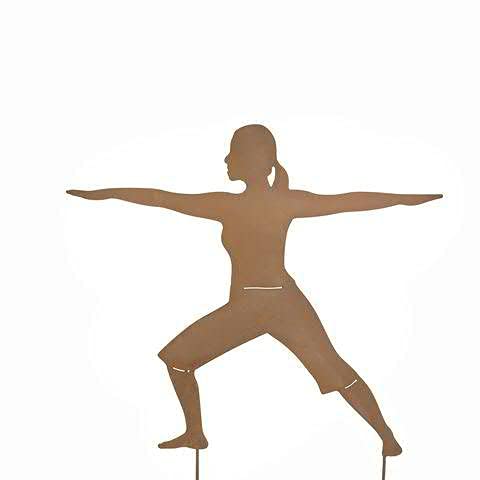 Gartenstecker Yoga Figur – Hochwertig & Wetterfest - Metall Yogafigur - Edelrost Dekofigur Entspannung/Meditation/Wellness - Gartendeko/Dekoration (Design 4) von Klocke Edelrost Dekor