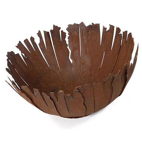 Klocke Edelrost Dekor Rostige & Runde Schale (auf Bodenplatte) mit fransigen Rissen - Dekoschale: Ø 30cm / Höhe 15cm - Rostschale/Metallschale/Gartendekoration von Klocke Edelrost Dekor