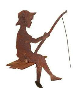 Rost Figuren für den Garten - Kleiner Angler (Kantenhocker) - Höhe 30cm - Dekofigur/Gartendekoration von Klocke Edelrost Dekor