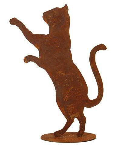 Rostiges Gartentier - Edelrost Tier: Stehende Katze auf Platte - Höhe 50cm - Rost Dekoration/Dekokatze/Katzendekoration von Klocke Edelrost Dekor