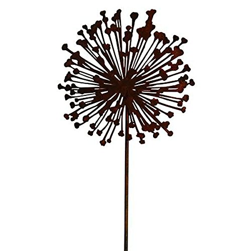 Wunderschöner & Hochwertiger Gartenstecker – Rost Blume/Blumenstecker – Große Auswahl – Edelrost Dekoblume – Metall Gartendeko (Flache Allium - Ø 15cm) von Klocke Edelrost Dekor