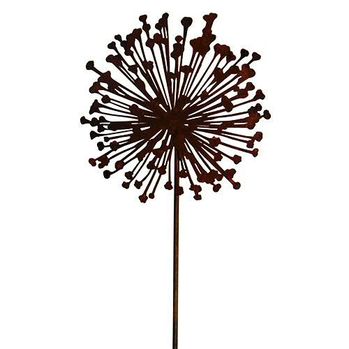 Wunderschöner & Hochwertiger Gartenstecker – Rost Blume/Blumenstecker – Große Auswahl – Edelrost Dekoblume – Metall Gartendeko (Flache Allium - Ø 40cm) von Klocke Edelrost Dekor