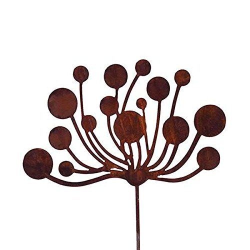 Wunderschöner & Hochwertiger Gartenstecker – Rost Blume/Blumenstecker – Große Auswahl – Edelrost Dekoblume – Metall Gartendeko (Moderne Blüte - Ø 40cm) von Klocke Edelrost Dekor