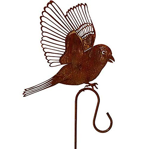 Wunderschöner & Hochwertiger Gartenstecker - Tier Figur Rost Stecker/Tierfigur Große Auswahl Edelrost Gartenfigur Metall Gartendeko (Dampfaff Vogel Fliegend - Aufhänger - Länge 150cm) von Klocke Edelrost Dekor