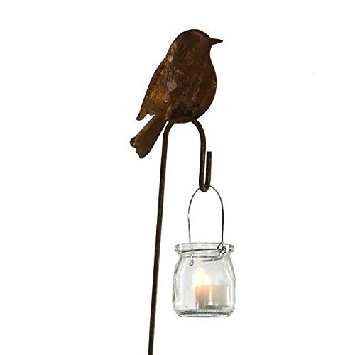 Wunderschöner & Hochwertiger Gartenstecker - Tier Figur – Rost Stecker/Tierfigur – Große Auswahl – Edelrost Gartenfigur – Metall Gartendeko (Vogel mit Aufhänger - Höhe 14cm) von Klocke Edelrost Dekor