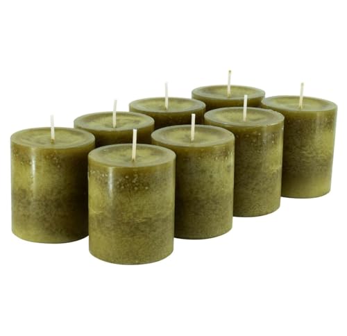 Adventskerzen/Kranzkerzen/Stumpenkerzen - Große Auswahl - Adventskranz/Weihnachtskranz/Weihnachten Kerzen (Olive, Klein & Breit: Höhe 7cm / Ø 6cm - 8 Stück) von Klocke Kerzen