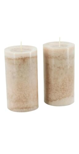 Trendkerzen - Adventskerzen/Stumpenkerzen/Kerzen Weihnachten (Sahara, Groß & Breit: Höhe 13cm / Ø 7cm - 2 Stück) von Klocke Kerzen
