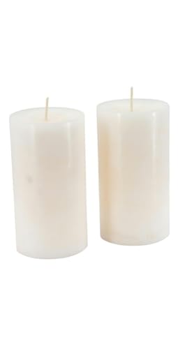Trendkerzen - Adventskerzen/Stumpenkerzen/Kerzen Weihnachten (Wollweiß, Groß & Breit: Höhe 13cm / Ø 7cm - 2 Stück) von Klocke Kerzen