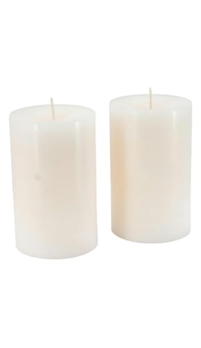 Trendkerzen - Adventskerzen/Stumpenkerzen/Kerzen Weihnachten (Wollweiß, Groß & Breit: Höhe 13cm / Ø 8cm - 2 Stück) von Klocke Kerzen