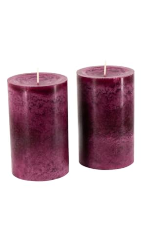 Trendkerzen - Adventskerzen/Stumpenkerzen/Kerzen Weihnachten (Erika, Groß & Breit: Höhe 13cm / Ø 8cm - 2 Stück) von Klocke Kerzen