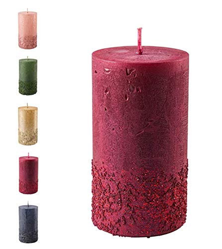 Wunderschöne & Moderne Adventskerzen – 2 Stück - Rustikale Oberfläche - Kerzen/Stumpenkerzen - Weihnachten/Weihnachtskranz/Adventskranz (Altrot, Höhe: 8cm), Unparfümiert von Klocke Kerzen