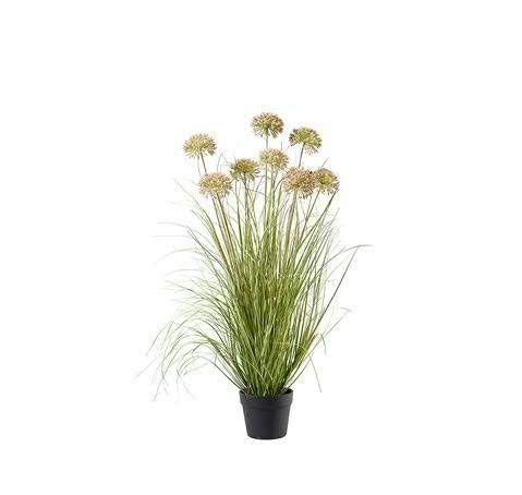 Klocke Kunstpflanzen Künstliches Gras mit Allium getopft - Neu 2020 - Hochwertig & Naturgetreu - Grasbüschel im Topf/Ziegras/Ufergras/Dekogras (Pfirsich, Höhe: 90cm) von Klocke Kunstpflanzen