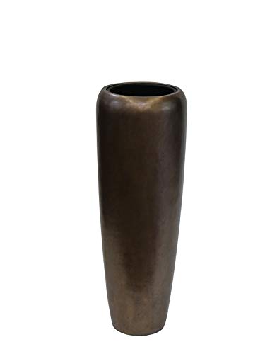 Edle & Hochwertige Pflanzvase/Pflanzkübel - Fiberglas - Mit Einsatz – Indoor – Metallic/Metallisch Blumenkübel/Pflanzgefäß/Vase/Kübel (Medium: 100cm, Bronze) von Klocke Pflanzgefäße