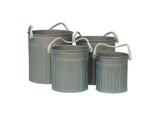 Hochwertiges Zinkgefäß/Zinkbehälter zum Bepflanzen - Farbe: Bronze - Indoor & Outdoor - Frostfest - Pflanzgefäß/Garten Dekoration (Kübel mit Tau - 4er Set) von Klocke Pflanzgefäße