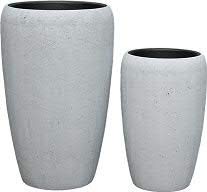 Klocke Pflanzgefäße Wunderschöne & Hochwertige Pflanzvase im 2er Set/Blumenkübel - Fiberglas - Mit Einsatz – Indoor & Outdoor – Wetterbeständig & Frostsicher (2er Set: Höhe 70cm & 50cm, Zement) von Klocke Pflanzgefäße