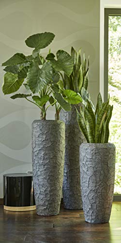 Moderne & Hochwertige Pflanzvase – Neuheit 2020: "Broken Struktur - Fiberglas - Mit Einsatz – Interior Design - Indoor Kübel/Vase (Groß: 120cm, Graphit) von Klocke Pflanzgefäße