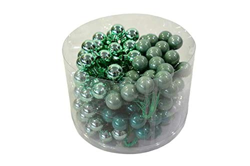 Hochwertige & Dekorative Glas Spiegelbeeren am Draht - Glänzend & Matt - Dekokugeln/Tischdeko/Christbaum/Weihnachten (Emerald Mix, Ø 2cm (144 Stück Sortiert)) von Klocke Weihnachtskugeln