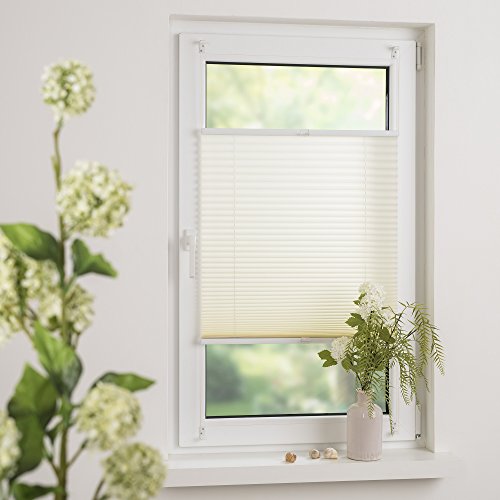 SLIMFIX-PLISSEE Plissee halbtransparenter Crush Stoff Ecru 100cm breit x 140cm lang von Klöckner