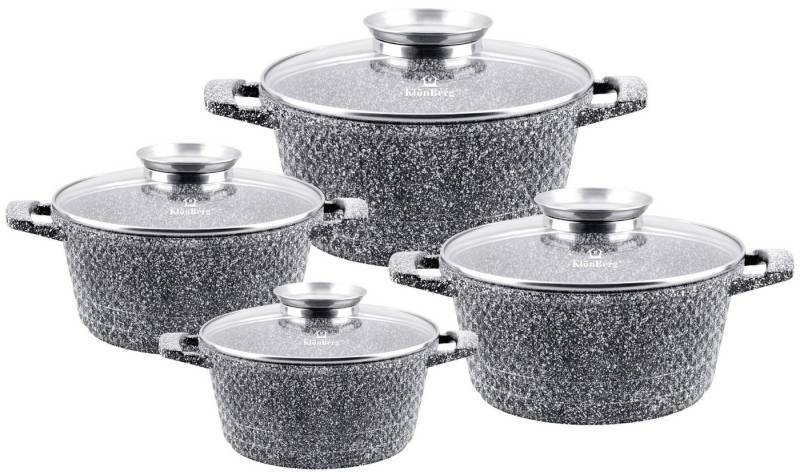 KlönBerg Topf-Set Exklusive Stein-Kochtopf-Sets – wählen Sie aus vier Varianten, Aluminiumguss, Aluminium (Bringen Sie Stil und Qualität in Ihre Küche – entscheiden Sie sich für unser graues Kochtopf-Set mit Steinbeschichtung und genießen Sie gesundes, komfortables Kochen Tag für Tag!, 8-tlg., Diese Töpfe sind das beste Geschenk für jeden Anlass) KlönBerg Topf-Set Exklusive Stein-Kochtopf-Sets – wählen Sie aus vier Varianten, Aluminiumguss, Aluminium (Bringen Sie Stil und Qualität in Ihre Küche – entscheiden Sie sich für unser graues Kochtopf-Set mit Steinbeschichtung und genießen Sie gesundes, komfortables Kochen Tag für Tag!, 8-tlg., Diese Töpfe sind das beste Geschenk für jeden Anlass) von KlönBerg