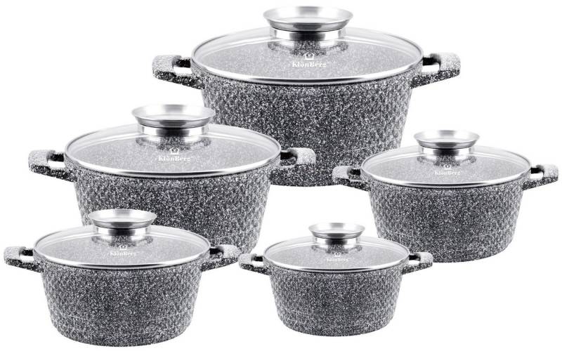 KlönBerg Topf-Set Exklusive Stein-Kochtopf-Sets – wählen Sie aus vier Varianten, Aluminiumguss, Aluminium (Bringen Sie Stil und Qualität in Ihre Küche – entscheiden Sie sich für unser graues Kochtopf-Set mit Steinbeschichtung und genießen Sie gesundes, komfortables Kochen Tag für Tag!, 10-tlg., Diese Töpfe sind das beste Geschenk für jeden Anlass) KlönBerg Topf-Set Exklusive Stein-Kochtopf-Sets – wählen Sie aus vier Varianten, Aluminiumguss, Aluminium (Bringen Sie Stil und Qualität in Ihre Küche – entscheiden Sie sich für unser graues Kochtopf-Set mit Steinbeschichtung und genießen Sie gesundes, komfortables Kochen Tag für Tag!, 10-tlg., Diese Töpfe sind das beste Geschenk für jeden Anlass) von KlönBerg