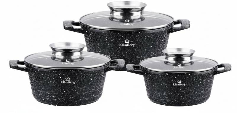 KlönBerg Topf-Set Töpfe mit neuem Design und Steinbeschichtung in 3 verschiedenen Größen, Aluminiumguss, Aluminium (Dieses Topf-Set vereint modernes Design, höchste Qualität und praktische Funktionen – ein unverzichtbarer Helfer für jede Küche!, 6-tlg., Das ideale Geschenk für jede Gelegenheit praktisch und elegant) KlönBerg Topf-Set Töpfe mit neuem Design und Steinbeschichtung in 3 verschiedenen Größen, Aluminiumguss, Aluminium (Dieses Topf-Set vereint modernes Design, höchste Qualität und praktische Funktionen – ein unverzichtbarer Helfer für jede Küche!, 6-tlg., Das ideale Geschenk für jede Gelegenheit praktisch und elegant) von KlönBerg
